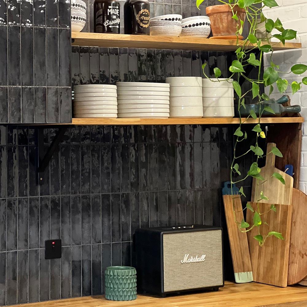 Vertical Camden charcoal metro tiles